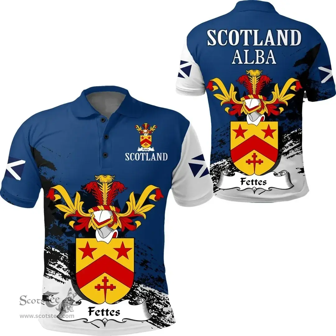 Scottish Fettes Clan Scottish Family Crest Scotland Alba Thistle Polo Shirt
