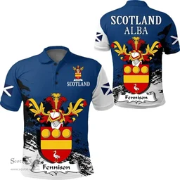 Scottish Fennison Clan Scottish Family Crest Scotland Alba Thistle Polo Shirt