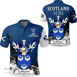 Scottish Cathcart Clan Scottish Family Crest Scotland Alba Thistle Polo Shirt