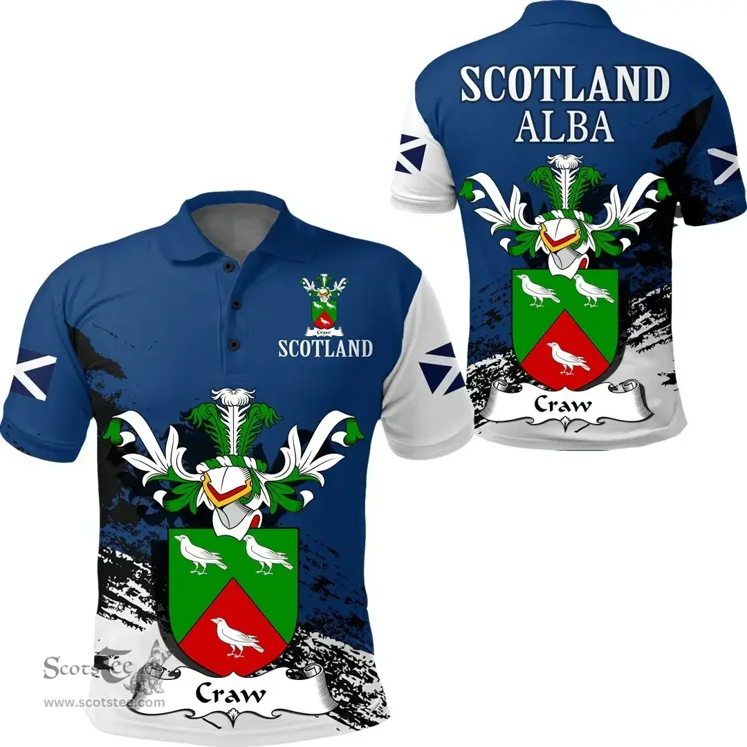 Scottish Crawford Clan Scottish Family Crest Scotland Alba Thistle Polo Shirt