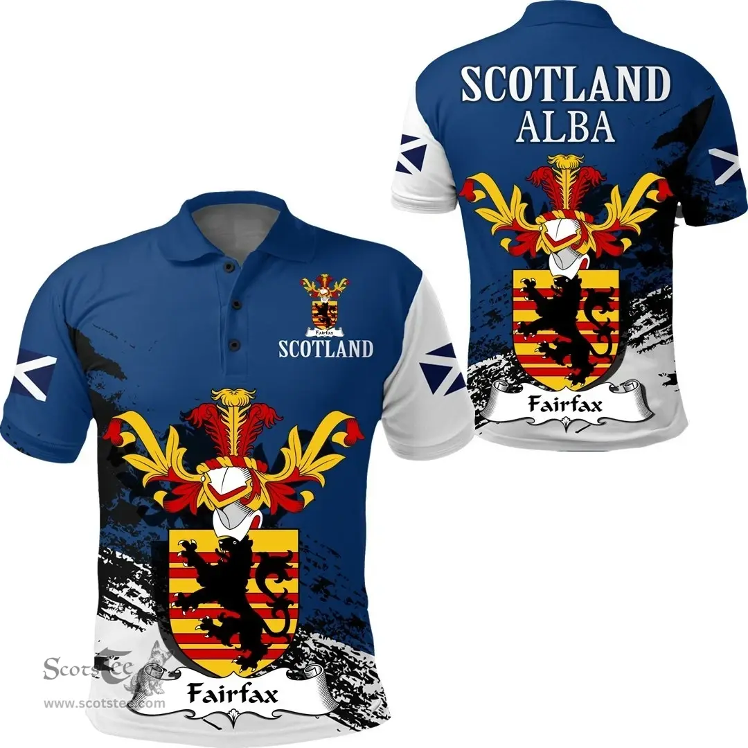 Scottish Fairfax Clan Scottish Family Crest Scotland Alba Thistle Polo Shirt