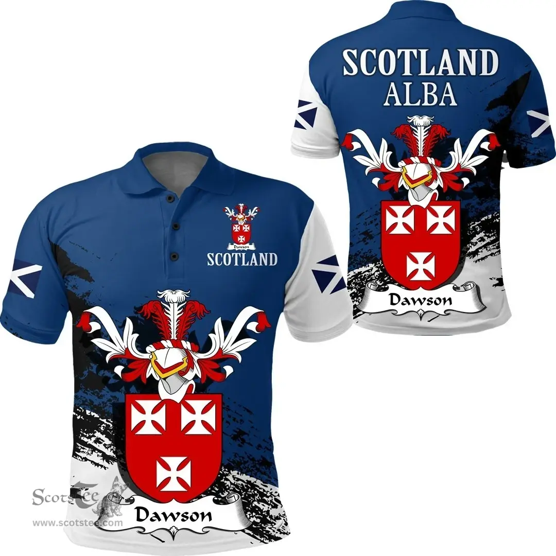 Scottish Dawson Clan Scottish Family Crest Scotland Alba Thistle Polo Shirt
