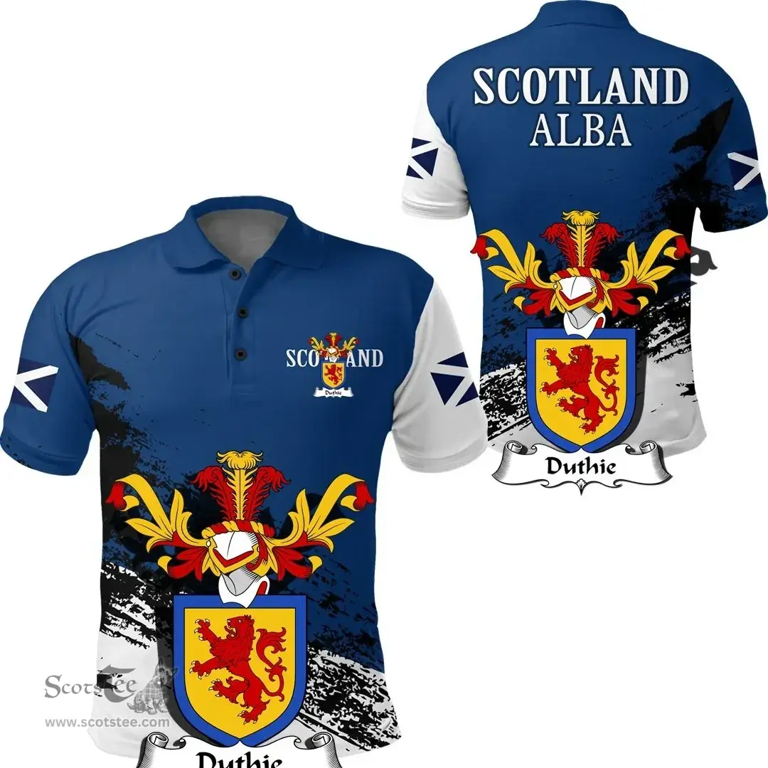Scottish Duthie Clan Scottish Family Crest Scotland Alba Thistle Polo Shirt