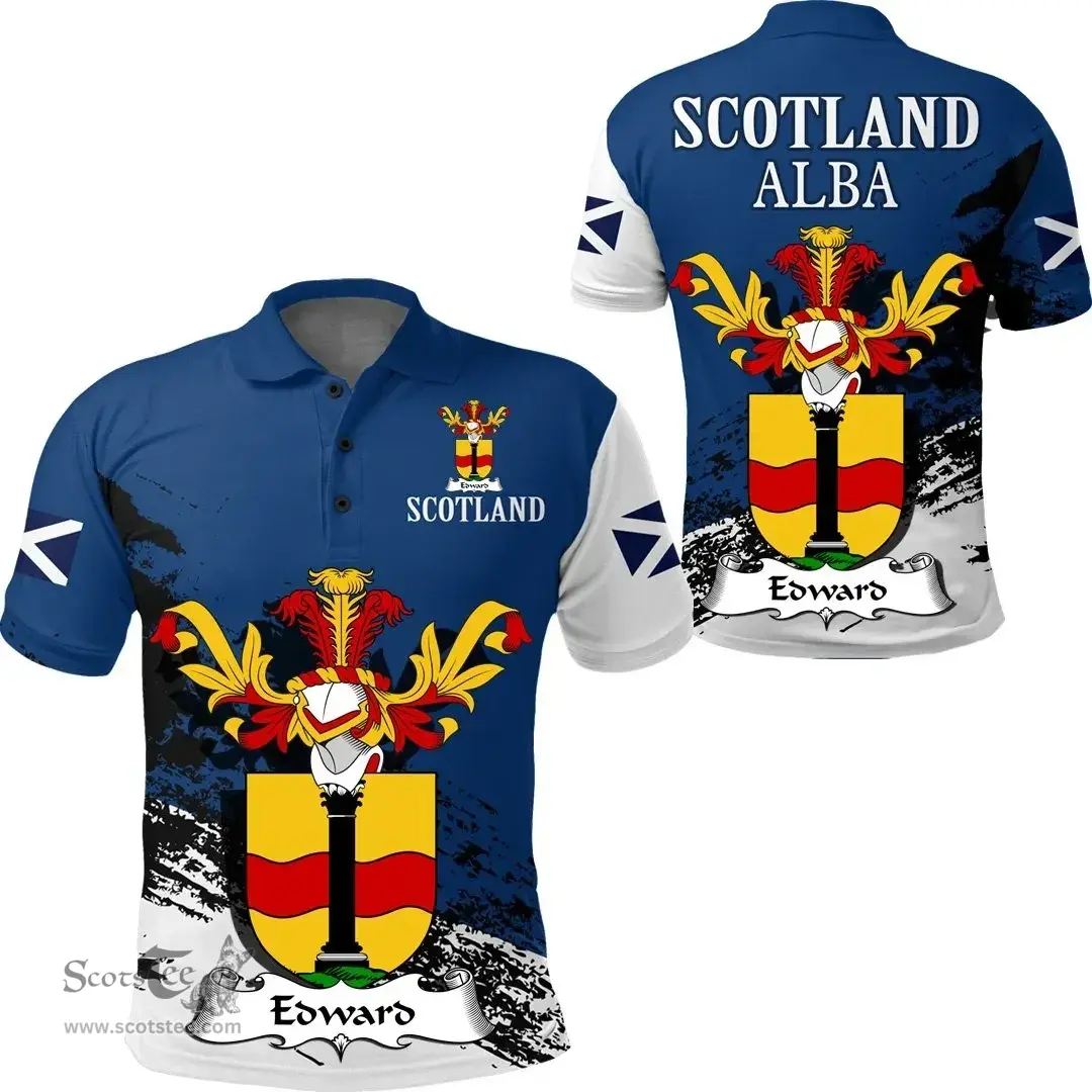 Scottish Edward Clan Scottish Family Crest Scotland Alba Thistle Polo Shirt
