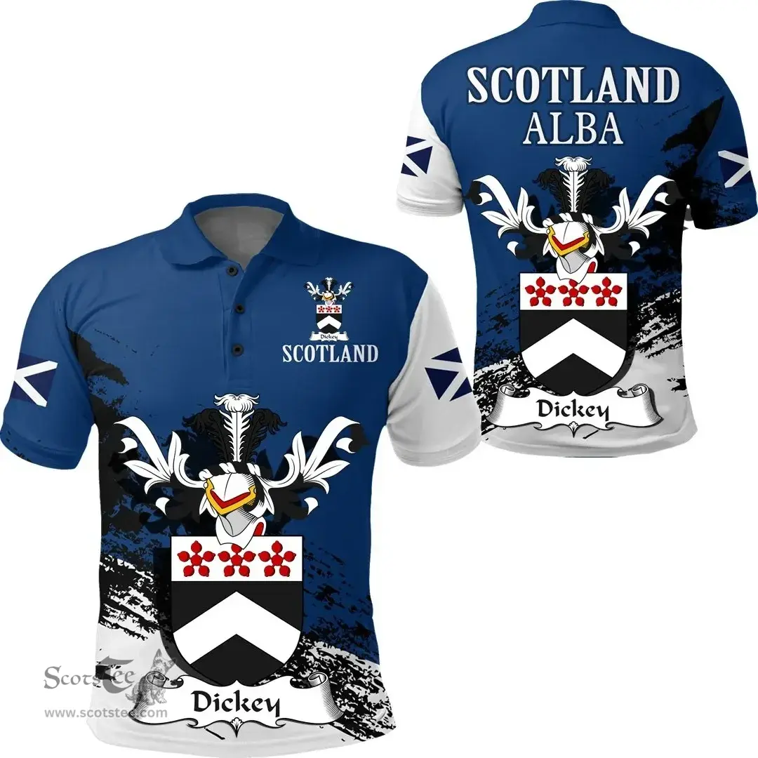 Scottish Dickey Clan Scottish Family Crest Scotland Alba Thistle Polo Shirt