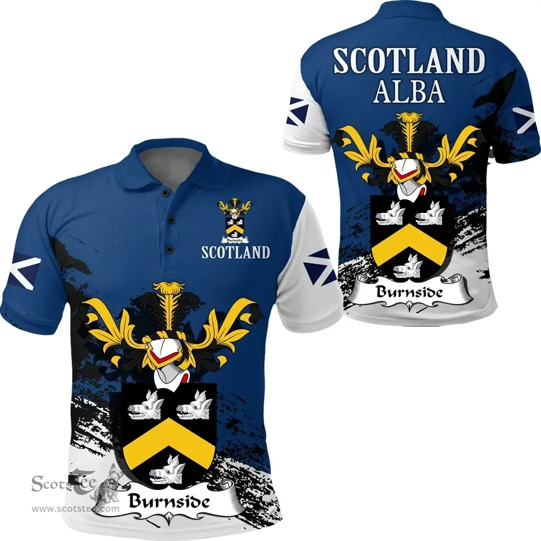 Scottish Burnside Clan Scottish Family Crest Scotland Alba Thistle Polo Shirt