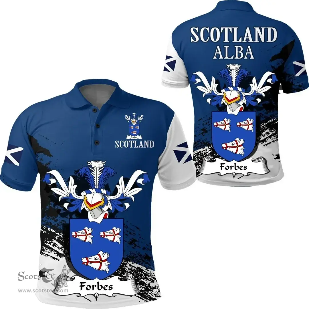 Scottish Forbes Clan Scottish Family Crest Scotland Alba Thistle Polo Shirt