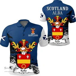 Scottish Kello Clan Scottish Family Crest Scotland Alba Thistle Polo Shirt