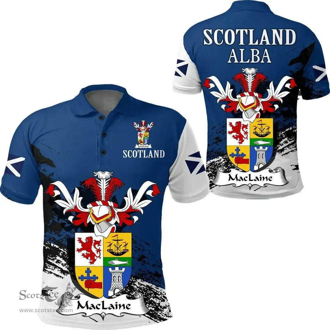 Scottish MacLaine of Lochbuie Clan Scottish Family Crest Scotland Alba Thistle Polo Shirt