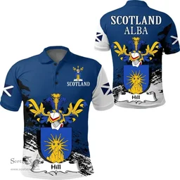Scottish Hill Clan Scottish Family Crest Scotland Alba Thistle Polo Shirt