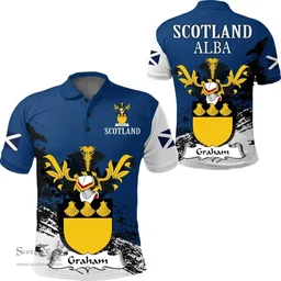 Scottish Graham Clan Scottish Family Crest Scotland Alba Thistle Polo Shirt