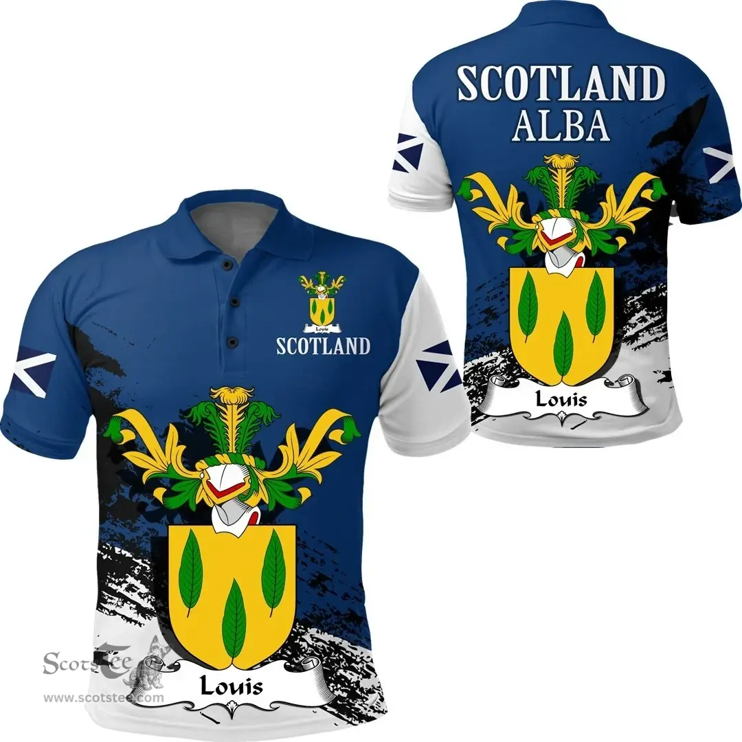 Scottish Louis Clan Scottish Family Crest Scotland Alba Thistle Polo Shirt