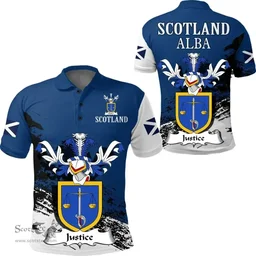 Scottish Justice Clan Scottish Family Crest Scotland Alba Thistle Polo Shirt