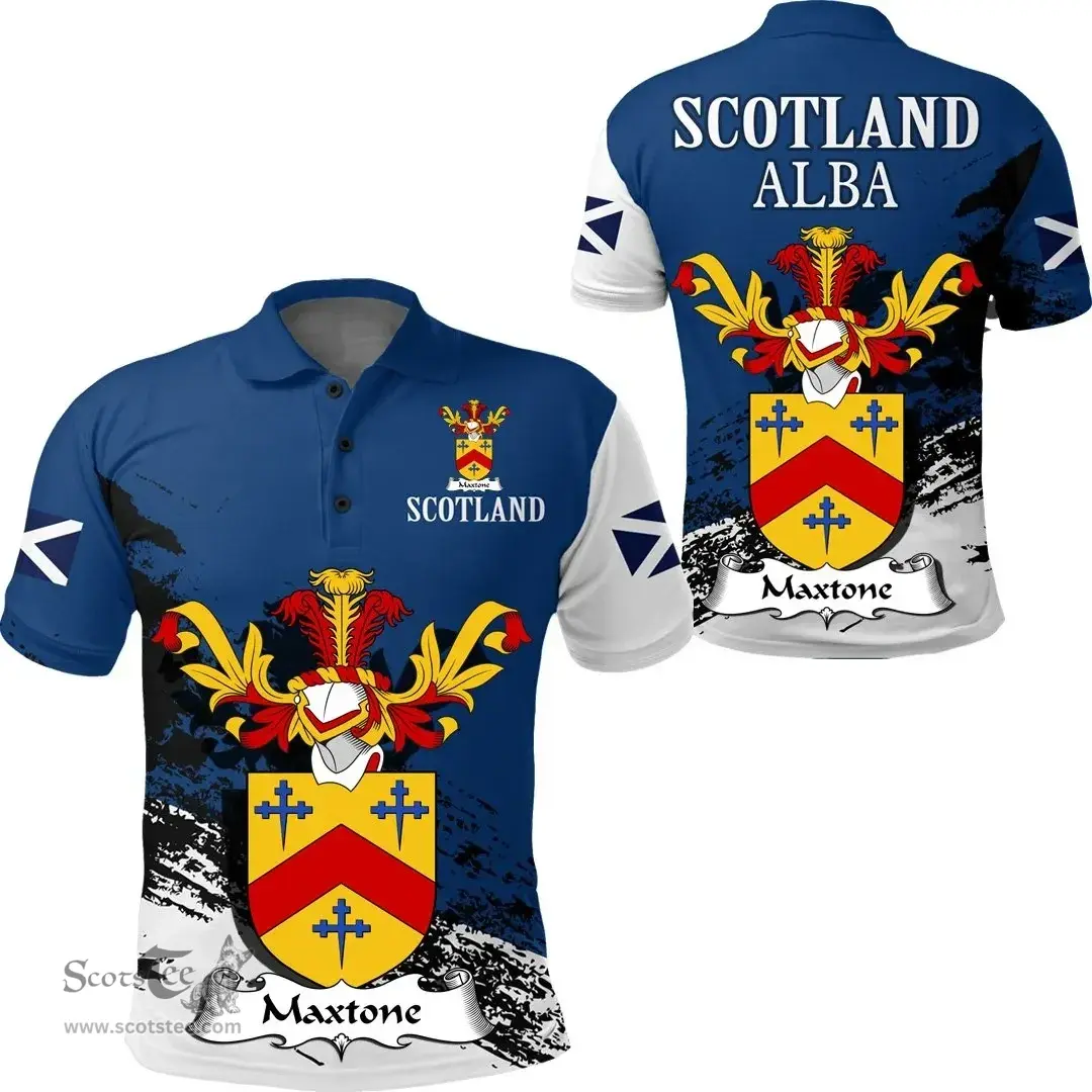 Scottish Maxtone Clan Scottish Family Crest Scotland Alba Thistle Polo Shirt
