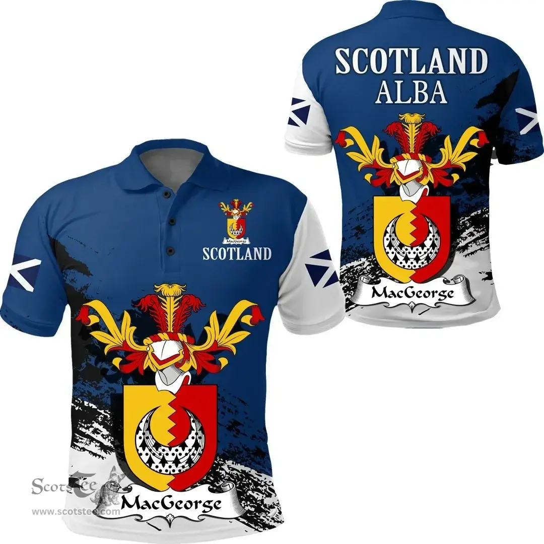 Scottish MacGeorge Clan Scottish Family Crest Scotland Alba Thistle Polo Shirt