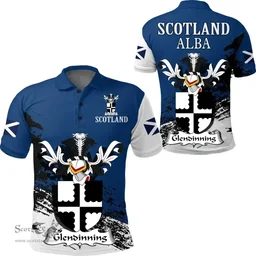 Scottish Glendinning Clan Scottish Family Crest Scotland Alba Thistle Polo Shirt