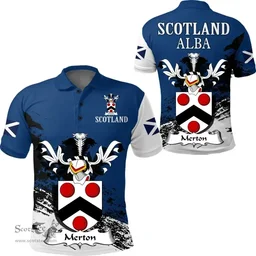 Scottish Merton Clan Scottish Family Crest Scotland Alba Thistle Polo Shirt