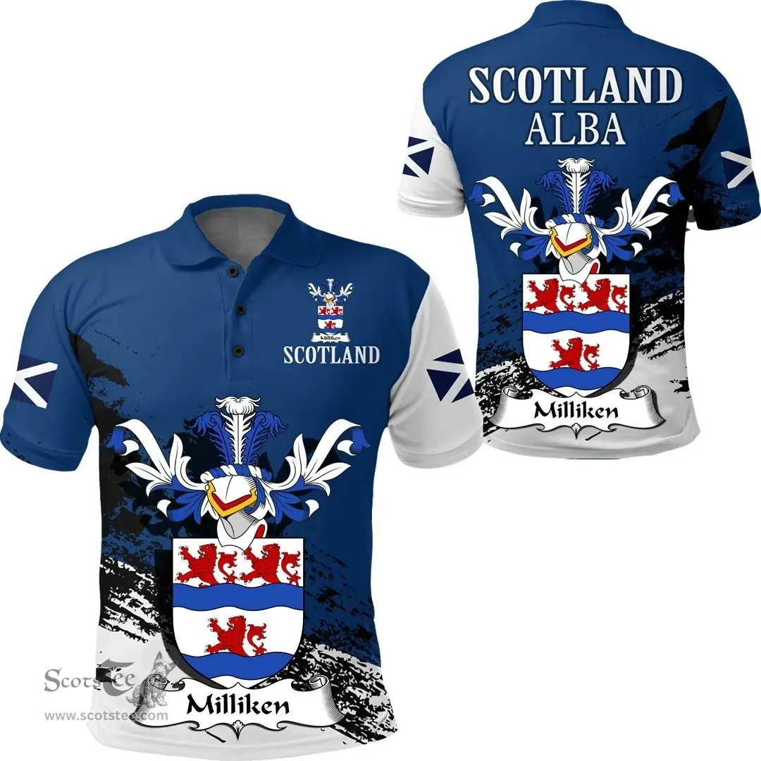 Scottish Milliken Clan Scottish Family Crest Scotland Alba Thistle Polo Shirt