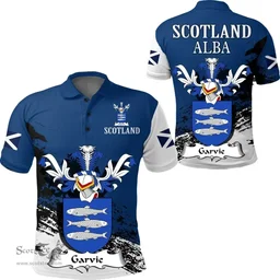 Scottish Garvie Clan Scottish Family Crest Scotland Alba Thistle Polo Shirt