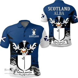 Scottish MacLaurin or McLaurin Clan Scottish Family Crest Scotland Alba Thistle Polo Shirt