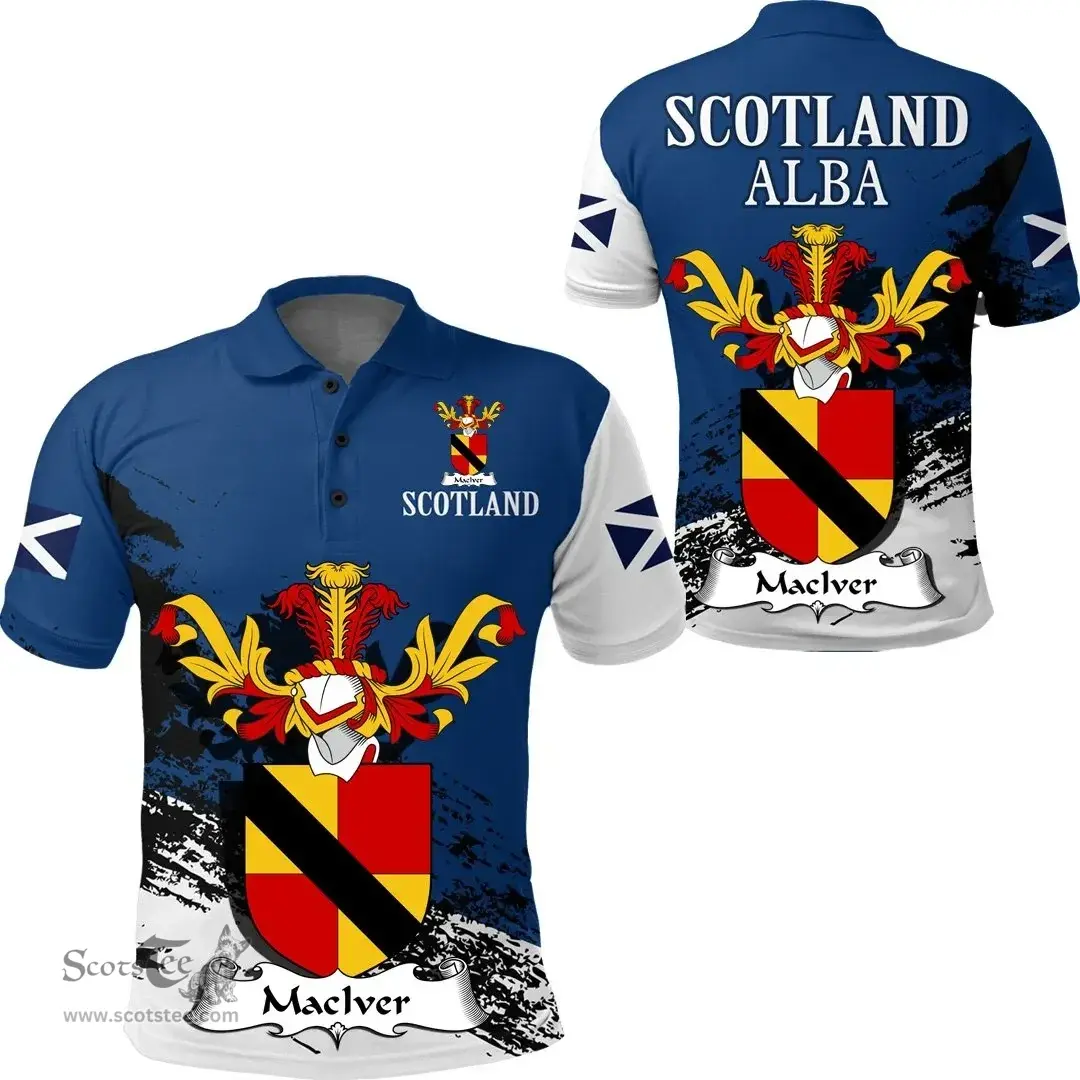 Scottish MacIver or MacIvor Clan Scottish Family Crest Scotland Alba Thistle Polo Shirt