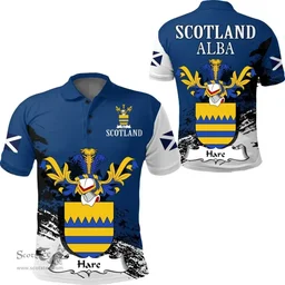 Scottish Hare Clan Scottish Family Crest Scotland Alba Thistle Polo Shirt