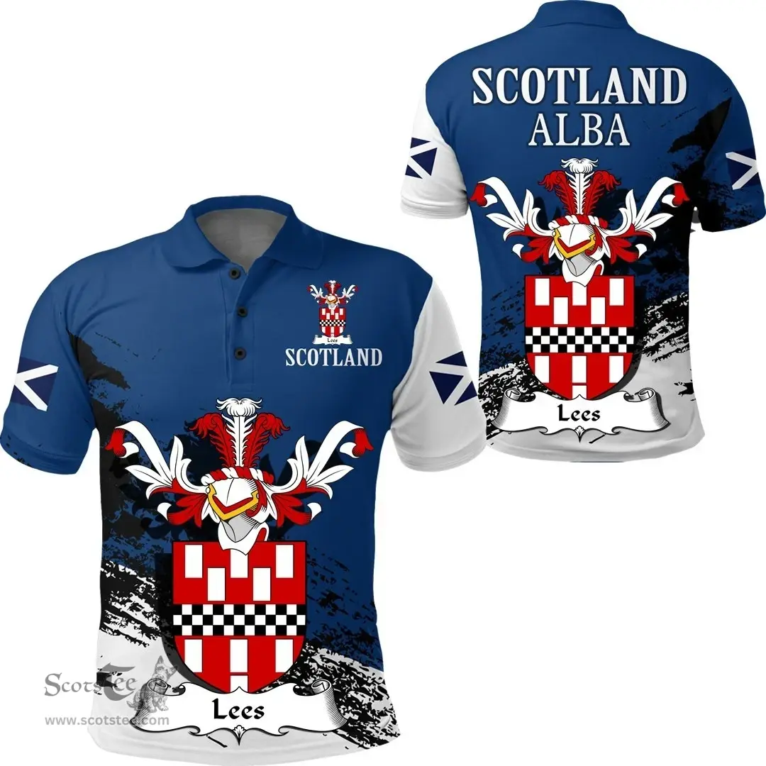 Scottish Lees Clan Scottish Family Crest Scotland Alba Thistle Polo Shirt