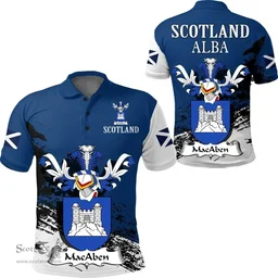 Scottish MacAben Clan Scottish Family Crest Scotland Alba Thistle Polo Shirt