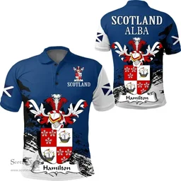 Scottish Hamilton II Clan Scottish Family Crest Scotland Alba Thistle Polo Shirt