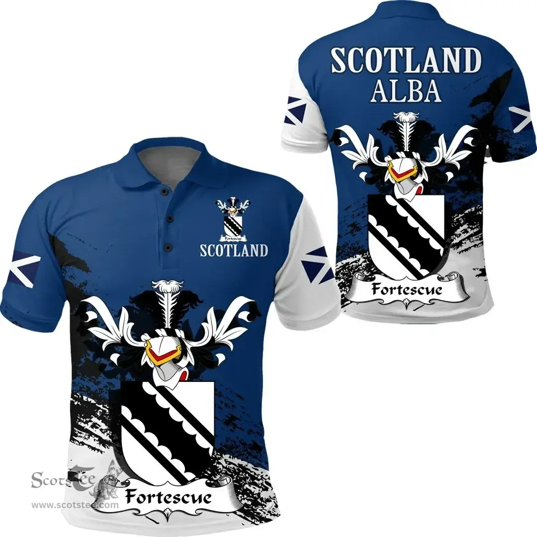 Scottish Fortescue Clan Scottish Family Crest Scotland Alba Thistle Polo Shirt