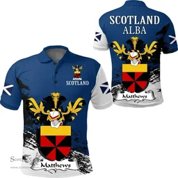 Scottish Matthews Clan Scottish Family Crest Scotland Alba Thistle Polo Shirt