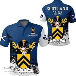 Scottish MacClellan or MacLellan Clan Scottish Family Crest Scotland Alba Thistle Polo Shirt