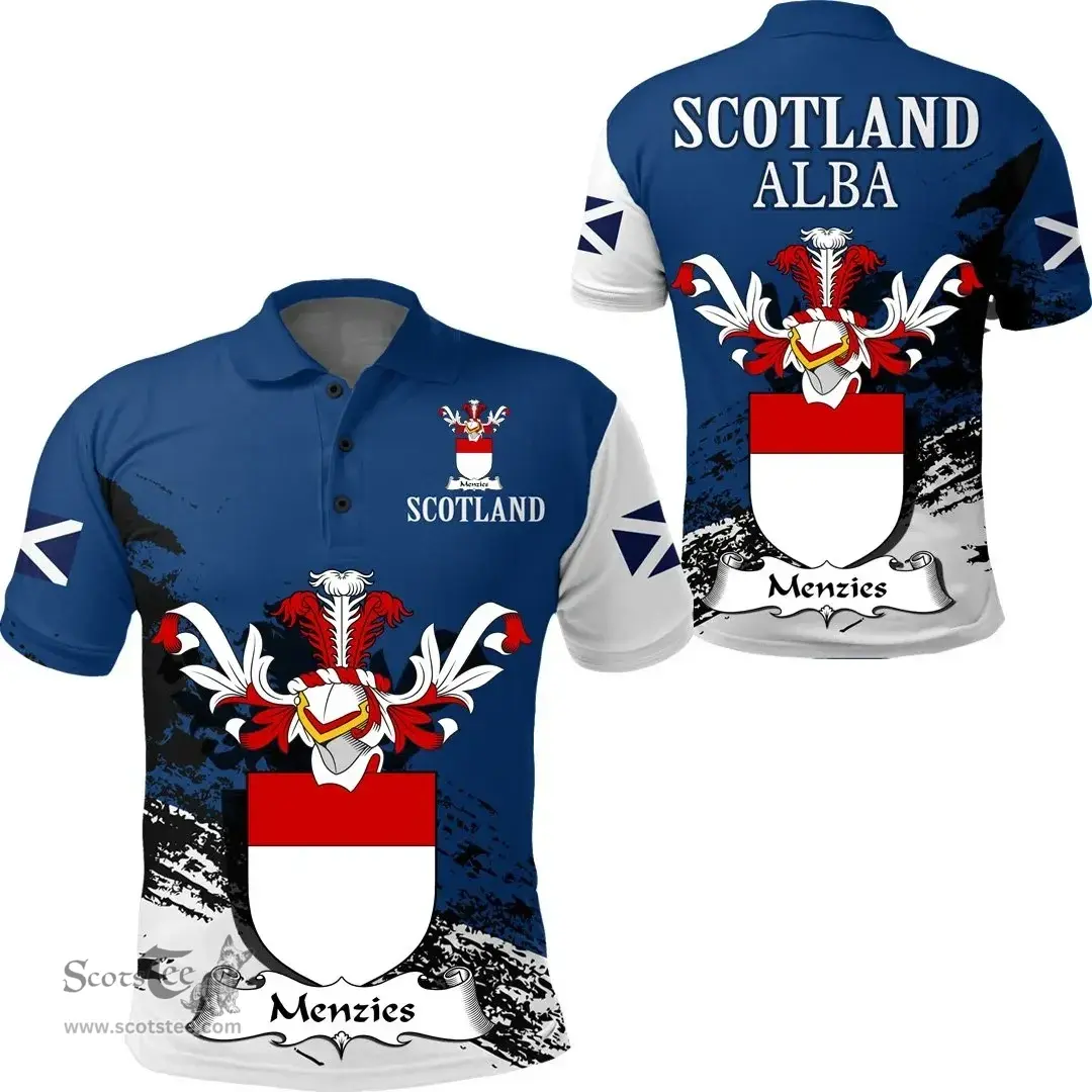 Scottish Menzies Clan Scottish Family Crest Scotland Alba Thistle Polo Shirt
