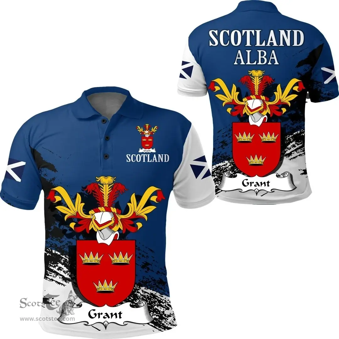 Scottish Grant Clan Scottish Family Crest Scotland Alba Thistle Polo Shirt
