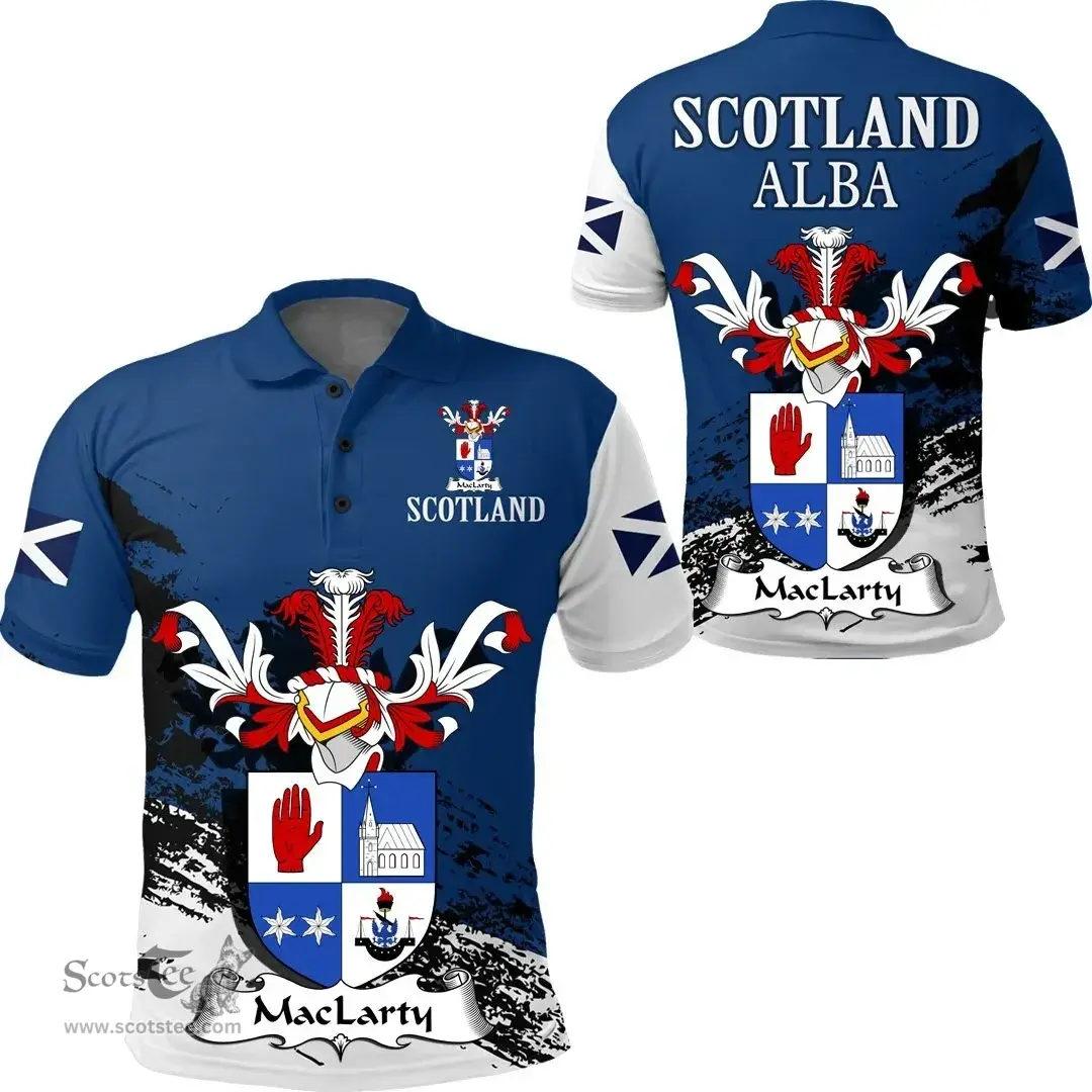Scottish MacLarty Clan Scottish Family Crest Scotland Alba Thistle Polo Shirt