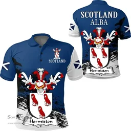 Scottish Hormiston Clan Scottish Family Crest Scotland Alba Thistle Polo Shirt