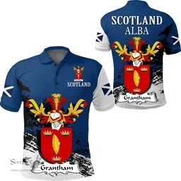 Scottish Grantham Clan Scottish Family Crest Scotland Alba Thistle Polo Shirt