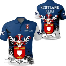 Scottish Geddes Clan Scottish Family Crest Scotland Alba Thistle Polo Shirt