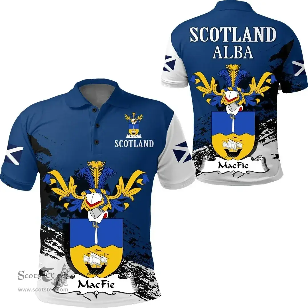 Scottish MacFie Clan Scottish Family Crest Scotland Alba Thistle Polo Shirt