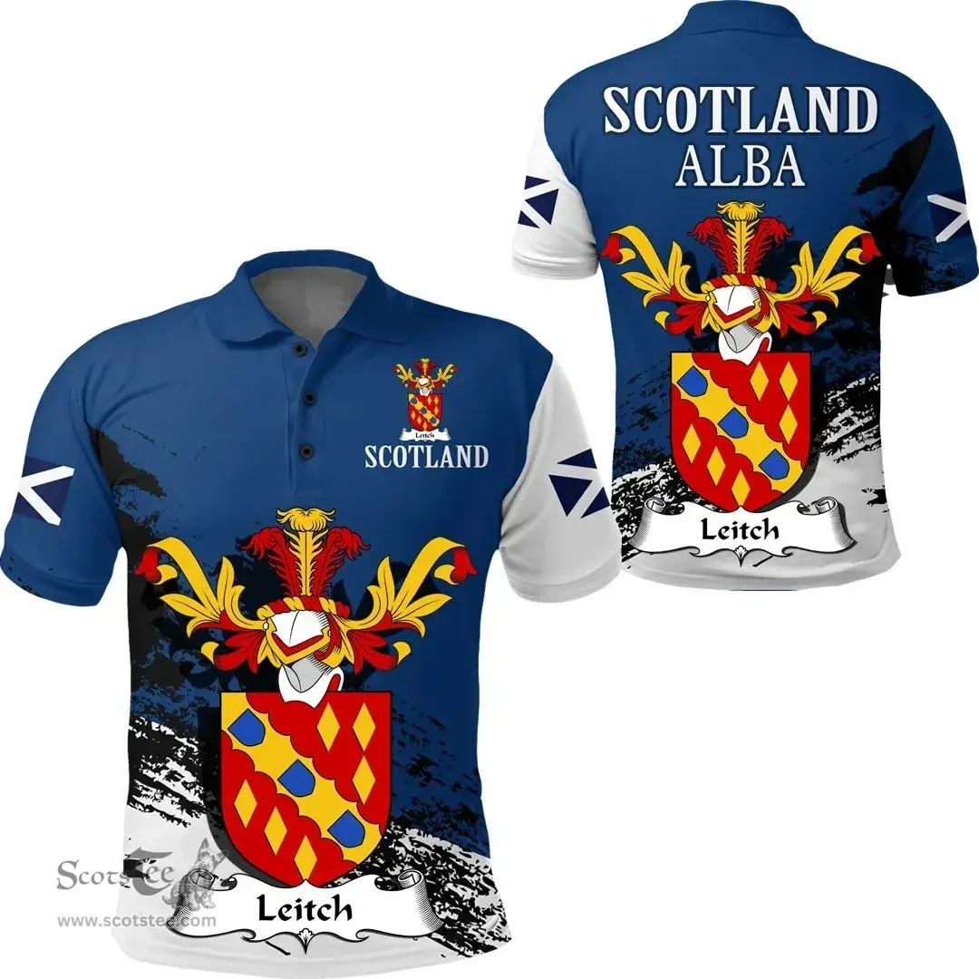 Scottish Leitch Clan Scottish Family Crest Scotland Alba Thistle Polo Shirt