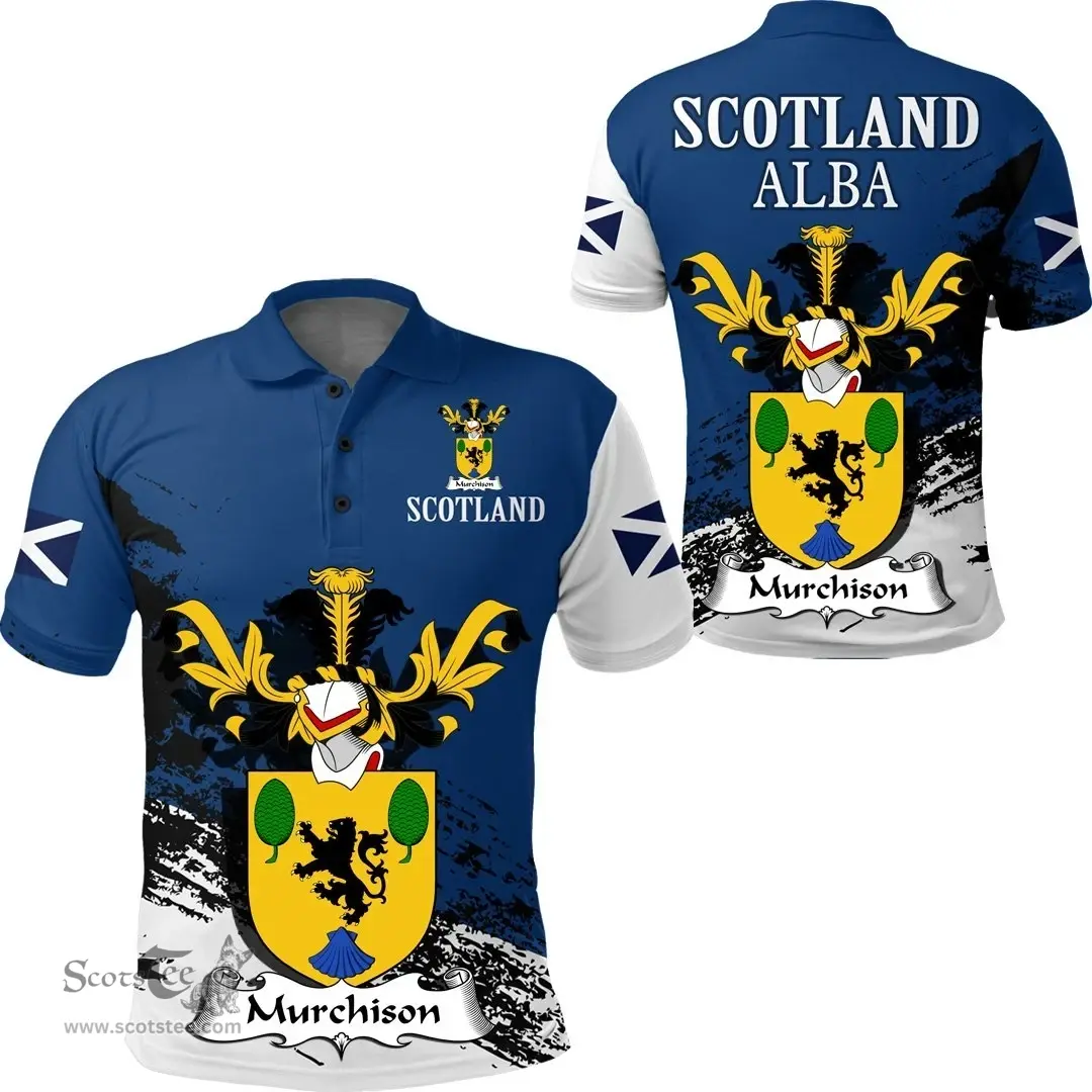 Scottish Murchison Clan Scottish Family Crest Scotland Alba Thistle Polo Shirt
