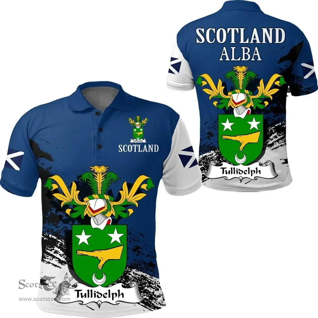 Scottish Tullidelph Clan Scottish Family Crest Scotland Alba Thistle Polo Shirt