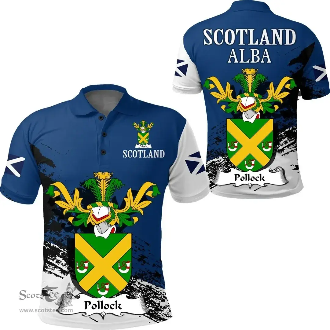 Scottish Pollock Clan Scottish Family Crest Scotland Alba Thistle Polo Shirt