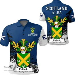 Scottish Pollock Clan Scottish Family Crest Scotland Alba Thistle Polo Shirt