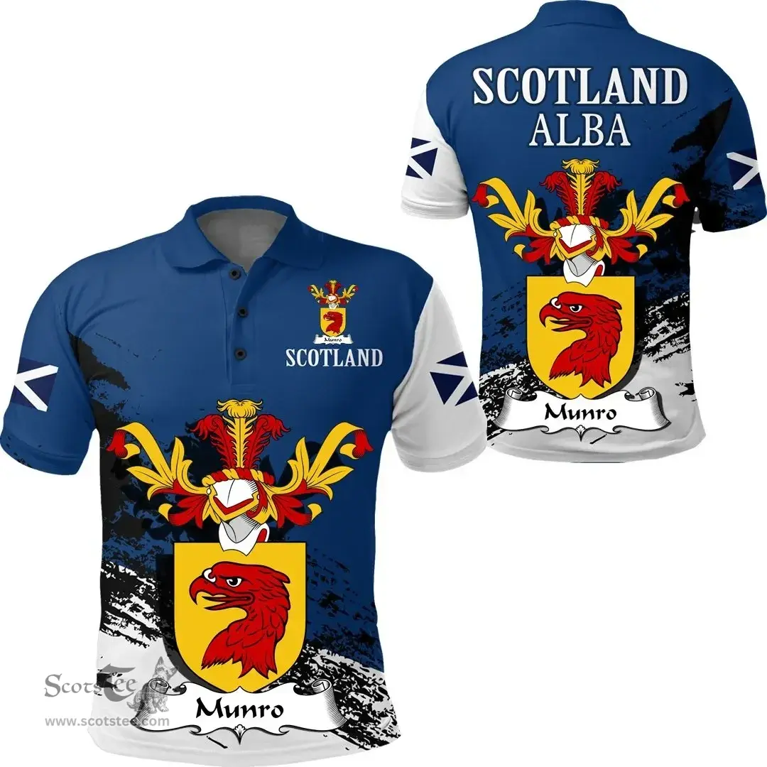 Scottish Munro Clan Scottish Family Crest Scotland Alba Thistle Polo Shirt