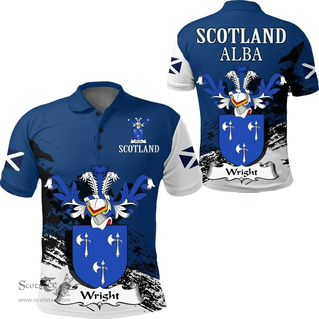 Scottish Wright Clan Scottish Family Crest Scotland Alba Thistle Polo Shirt