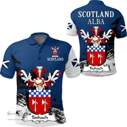 Scottish Toshach Clan Scottish Family Crest Scotland Alba Thistle Polo Shirt