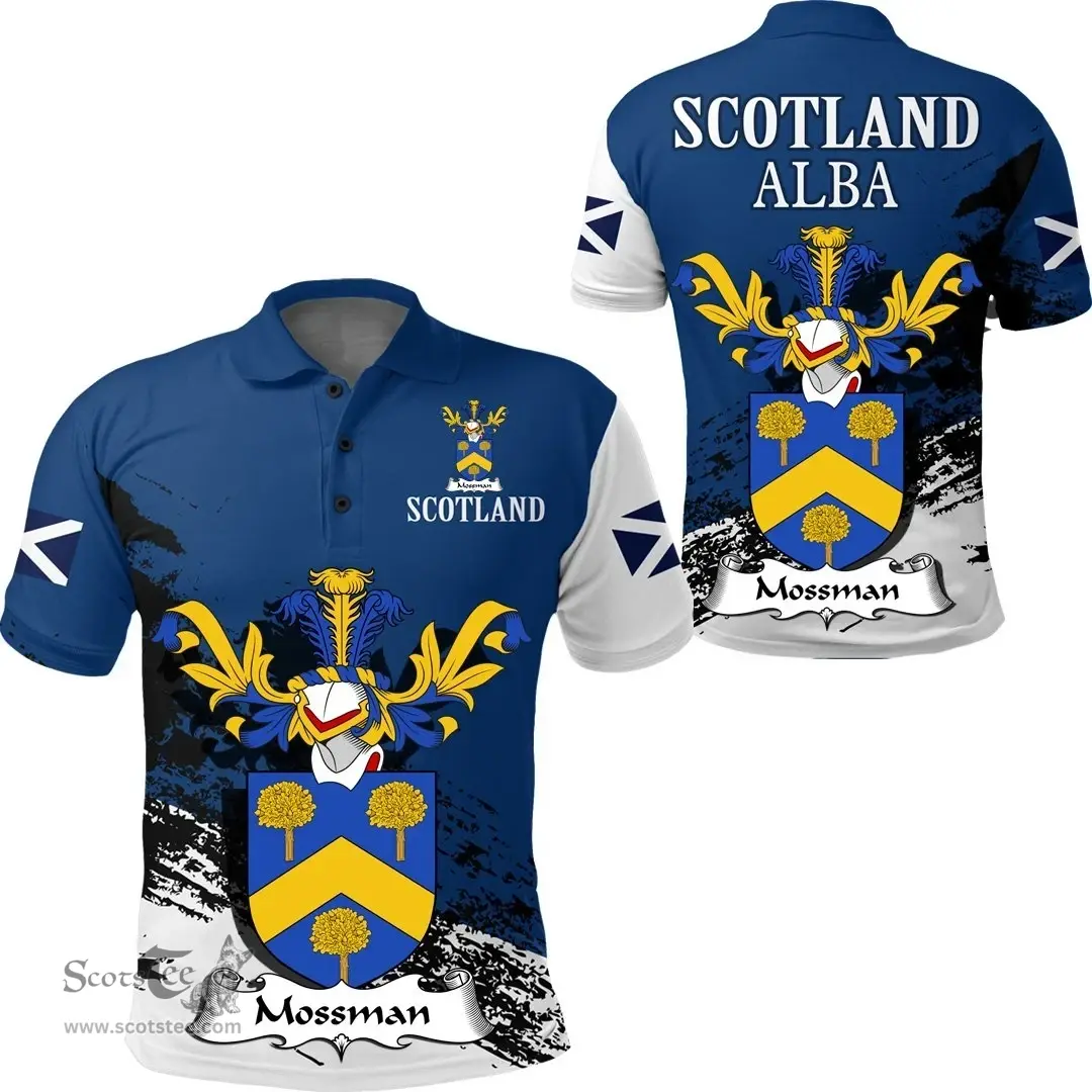 Scottish Mossman Clan Scottish Family Crest Scotland Alba Thistle Polo Shirt