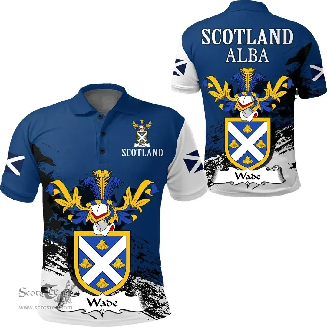 Scottish Wade Clan Scottish Family Crest Scotland Alba Thistle Polo Shirt