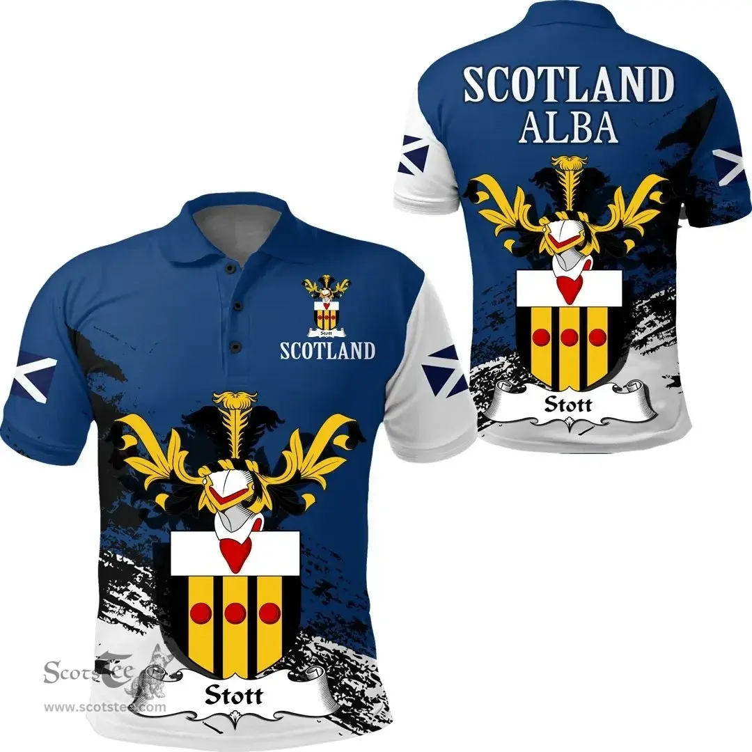 Scottish Stott Clan Scottish Family Crest Scotland Alba Thistle Polo Shirt